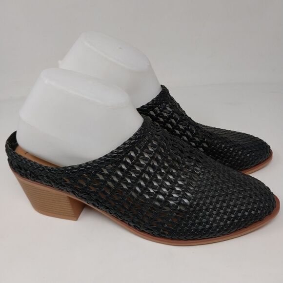 NWOT.  BLACK OPEN WEAVE HEELED CLOGS. SIZE 11 WOMEN'S. - Picture 10 of 11